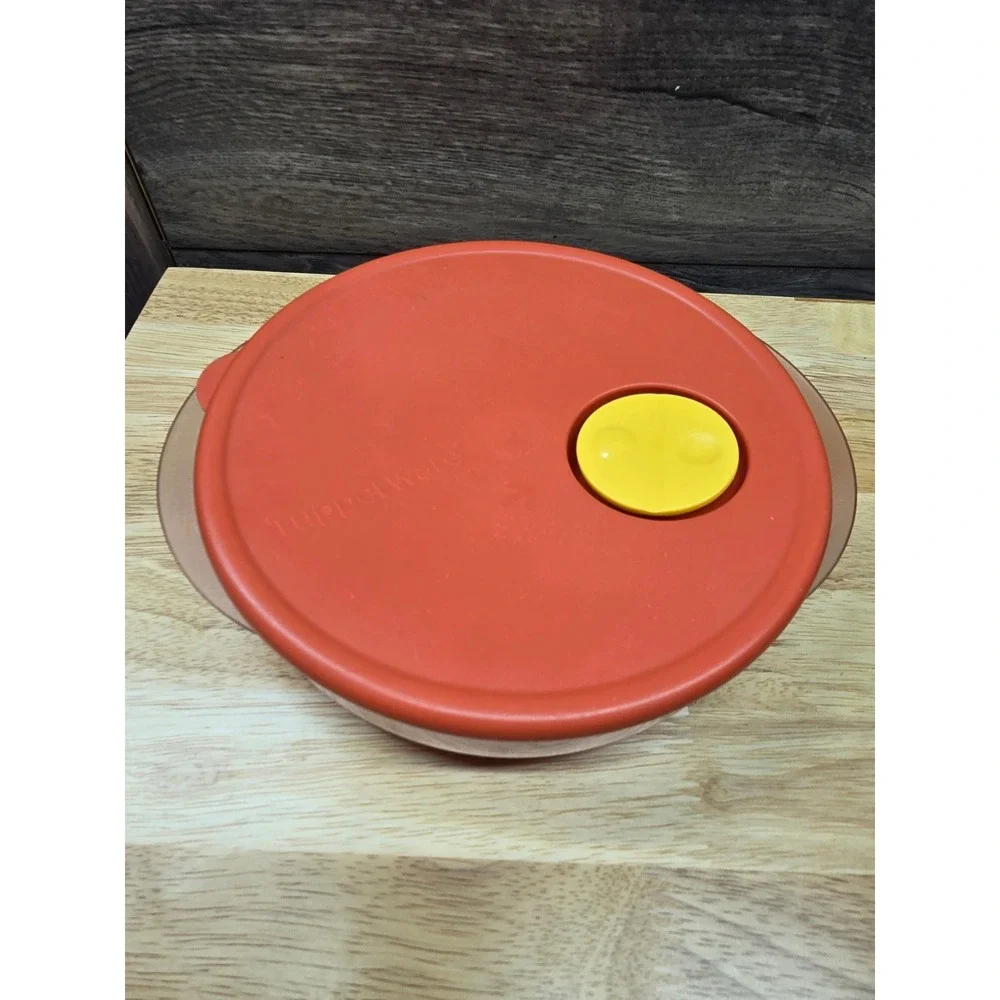 Tupperware Rock N Serve 800ml 3.25 Cup Microwave Orange Amber Round 3703A-1